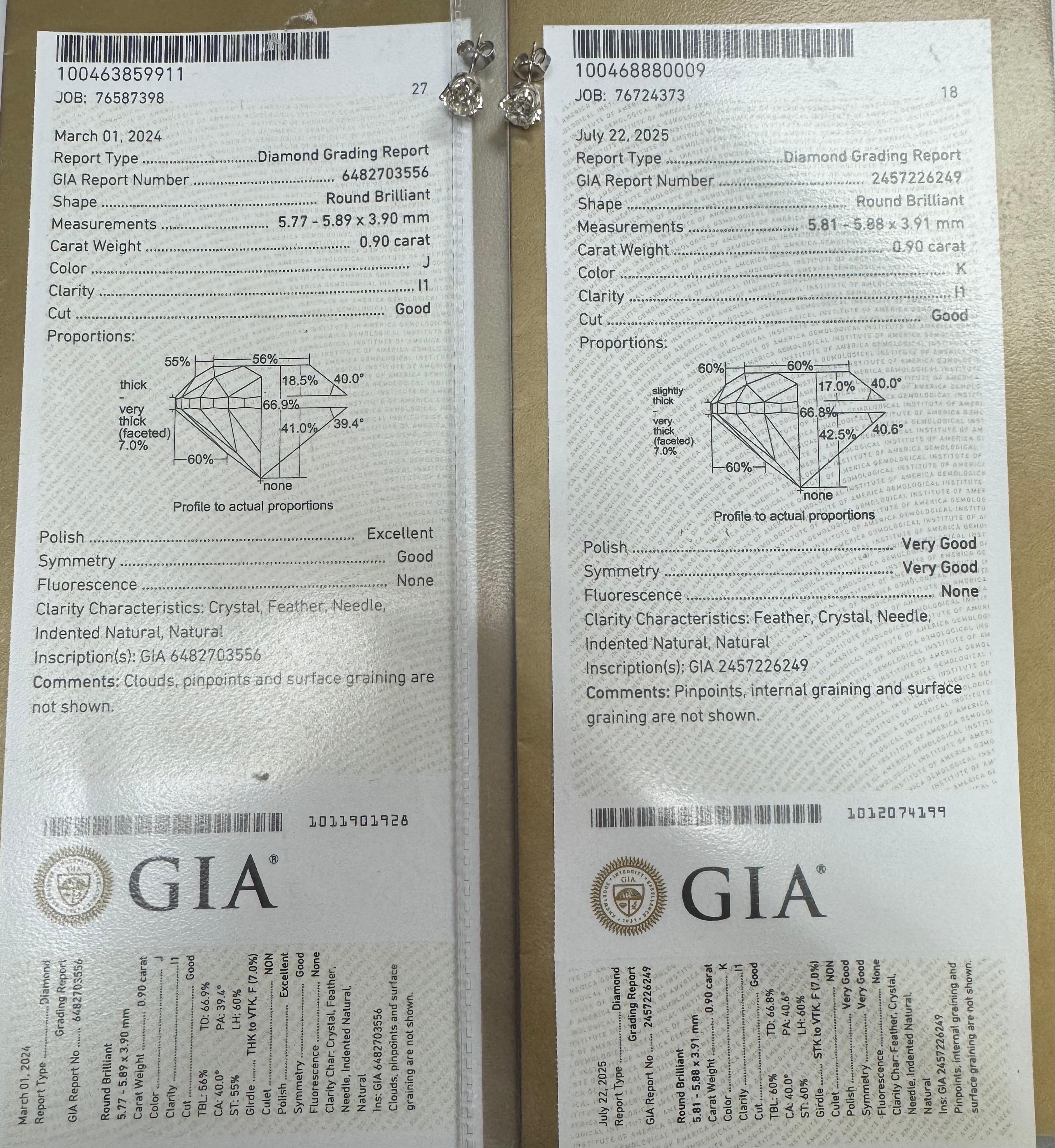 Orecchini con diamanti in stile Art Deco in oro bianco 14K certificati GIA da 1,80 carati in vendita 4