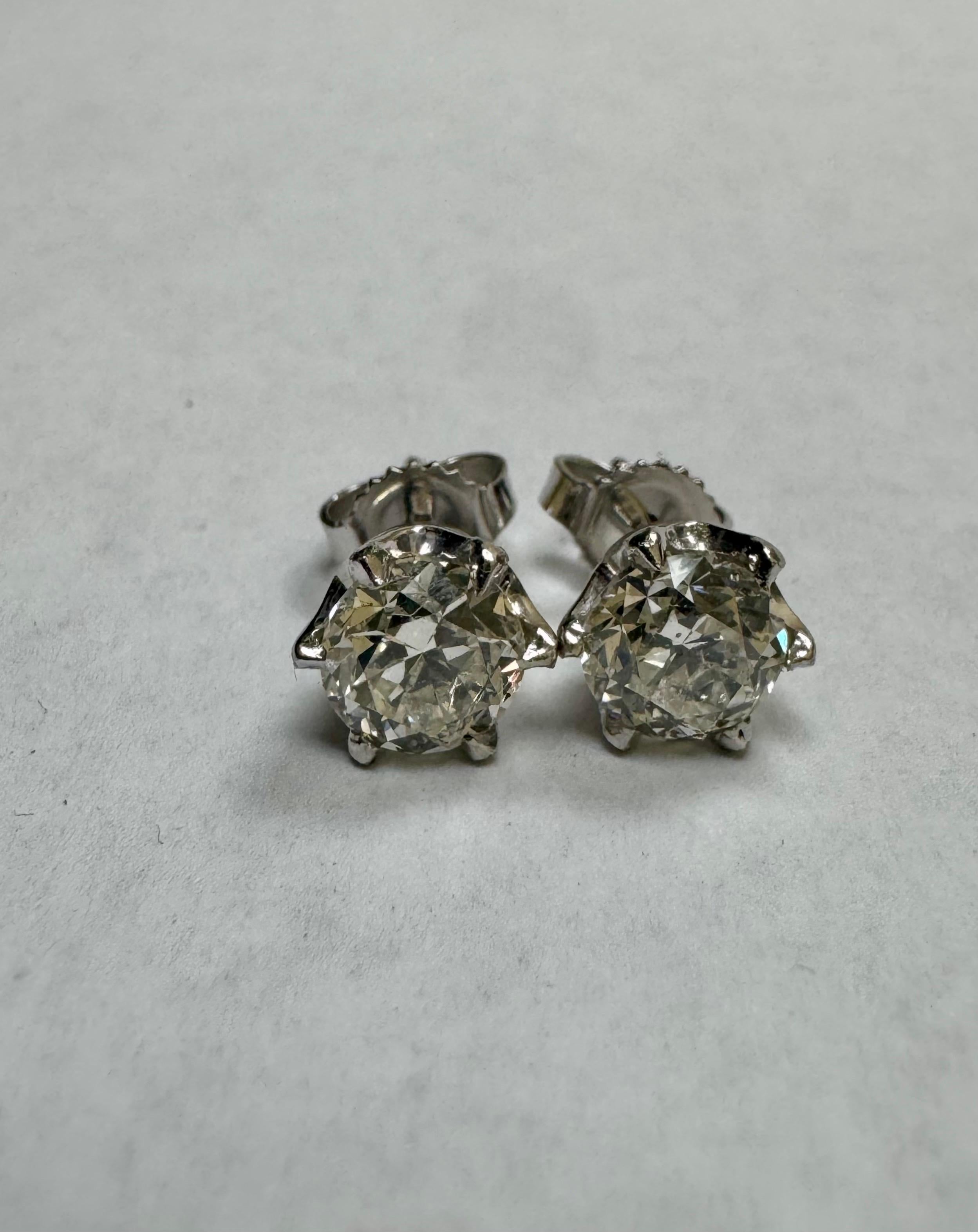 da uomo o donna Orecchini con diamanti in stile Art Deco in oro bianco 14K certificati GIA da 1,80 carati in vendita