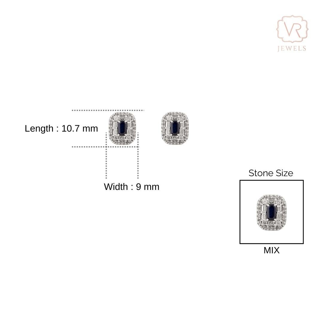 Art Deco-Style 14K White Gold Octagon Blue Sapphire & Diamond Halo Stud Earrings en venta 4