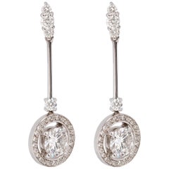 Gems Are Forever Art Deco Style 1.5 Ct Round Diamond Halo Drop Earrings
