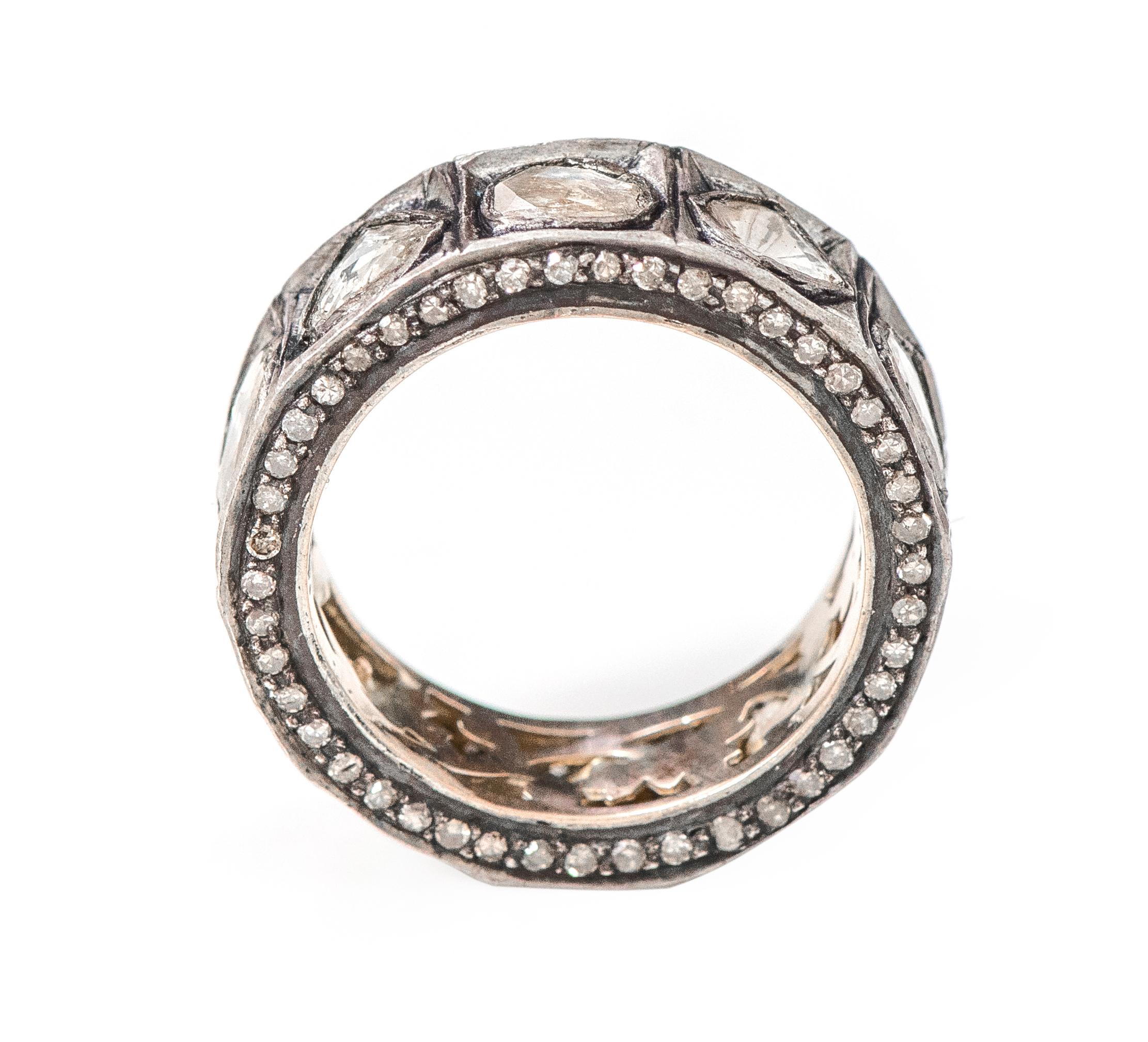 Uncut Art-Deco Style 1.51 Carat Diamond Eternity Band Ring For Sale