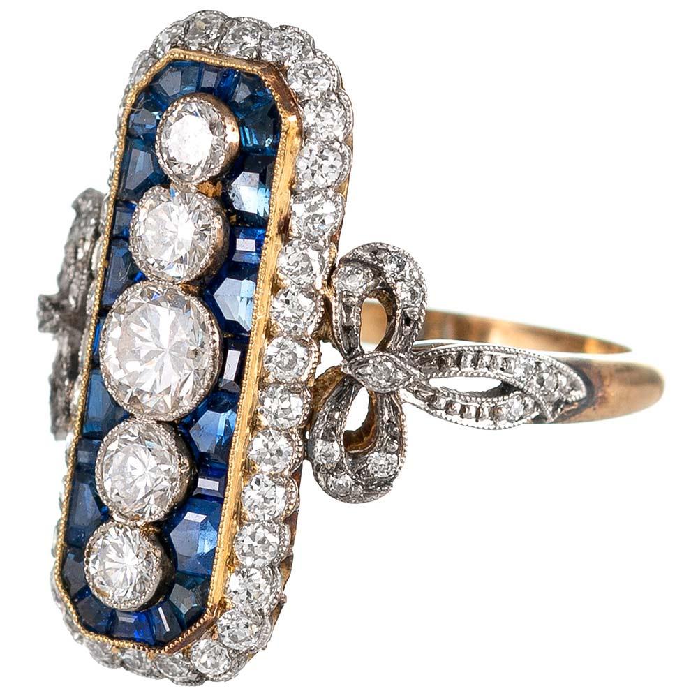 The design of this ring is inspired by the classic creations from the Art Deco period, yet the piece is of newer manufacture, offering the symbiotic balance of superior physical integrity and a classic style that will be beloved for generations.