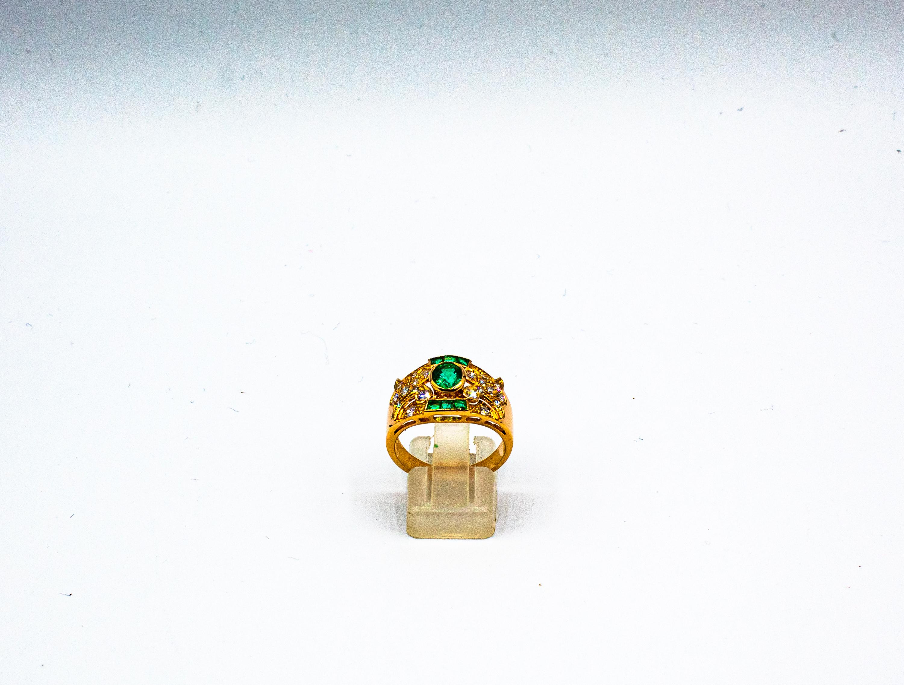 This Ring is made of 14K Yellow Gold.
This Ring has 0.56 Carats of White Brilliant Cut Diamonds. Color: H-G Clarity: VVS1
This Ring has a 0.70 Carats Natural Zambia Oval Cut Emerald.
This Ring has 0.30 Carats of Natural Carré Cut Emeralds.
This Ring