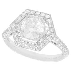Art Deco Style 1.57 Carat Diamond and Platinum Engagement Ring