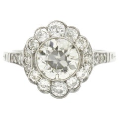 Old European Oval Halo 1.58 Carat Diamond Engagement Ring