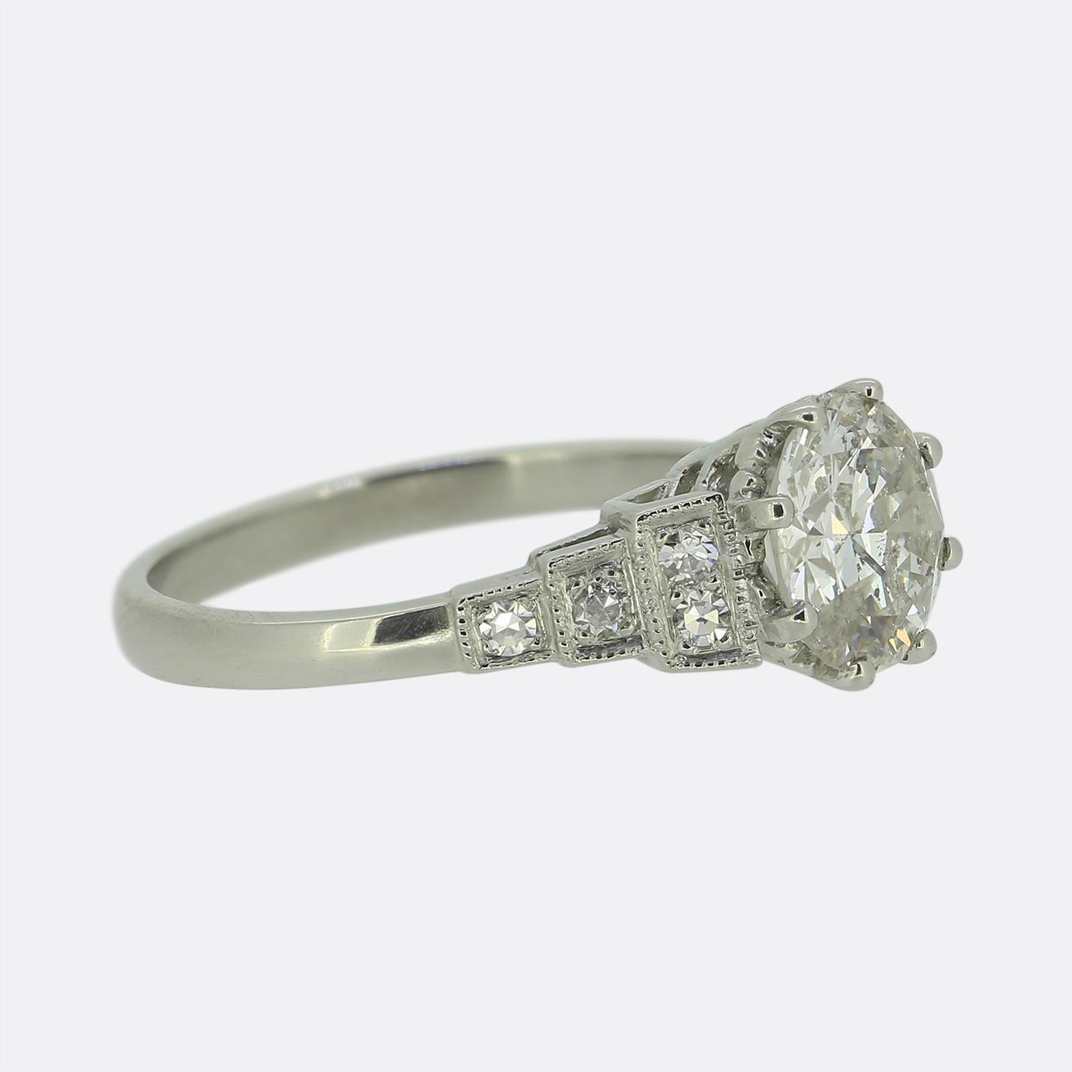 Taille brillant Bague en diamant de 1,60 carat de style Art déco en vente