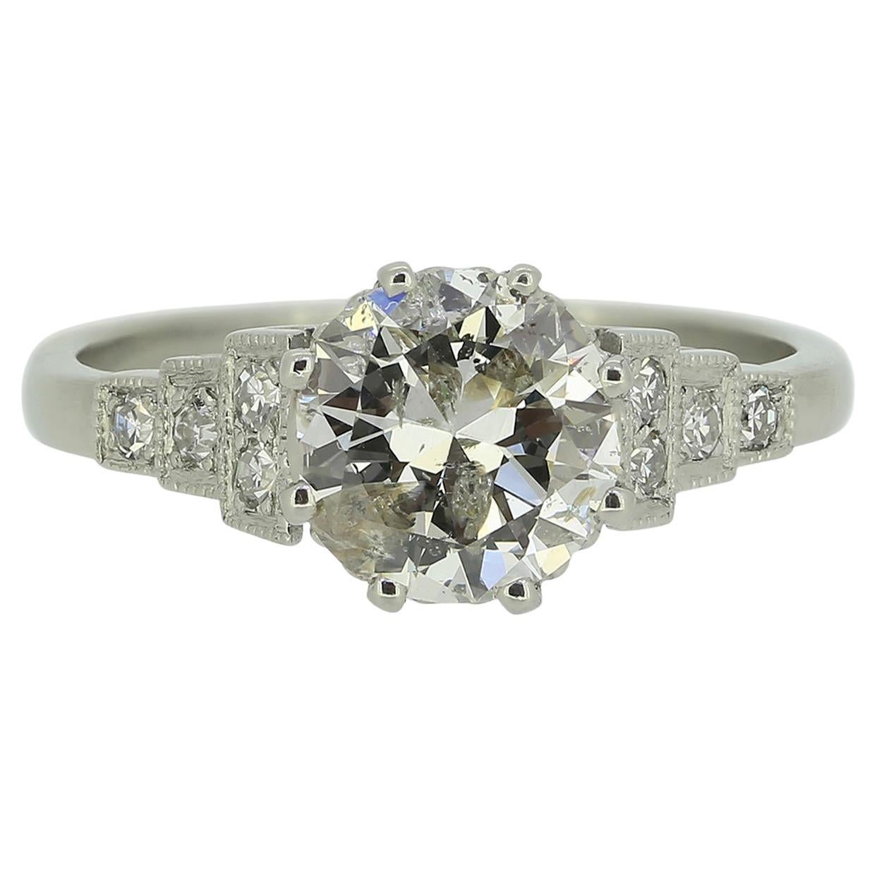 Bague en diamant de 1,60 carat de style Art déco