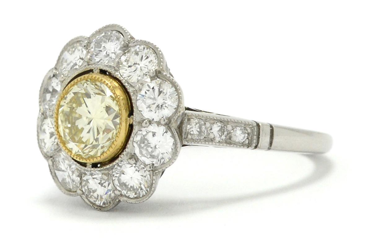 art deco yellow diamond ring