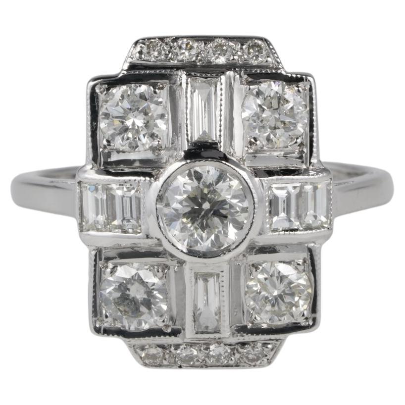 Art Deco Style 1.60 Ct Diamond Dazzling Dinner Ring For Sale