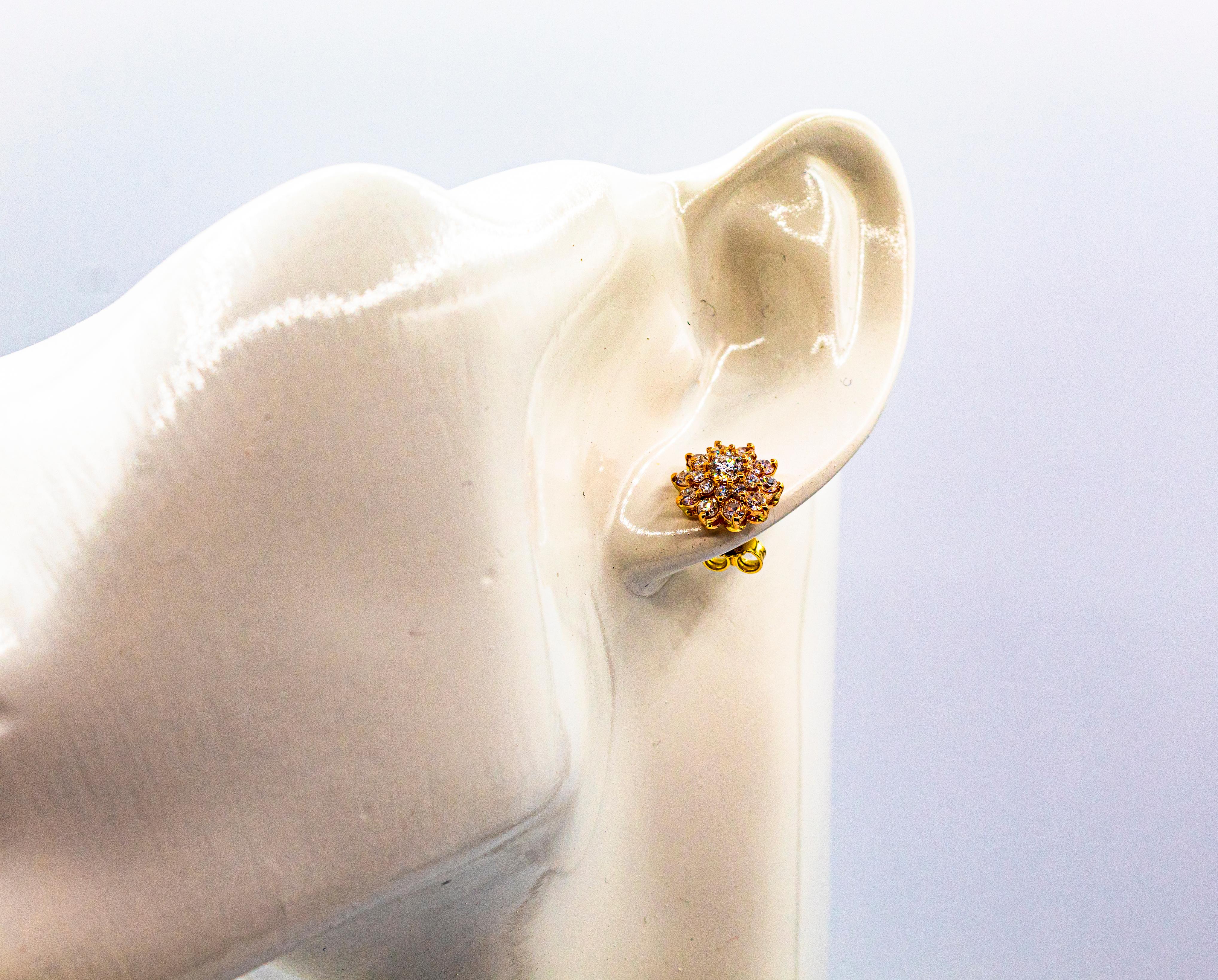 Gelbgold-Ohrstecker im Art-déco-Stil mit 1,64 Karat Diamanten im weißen Brillantschliff im Angebot 7