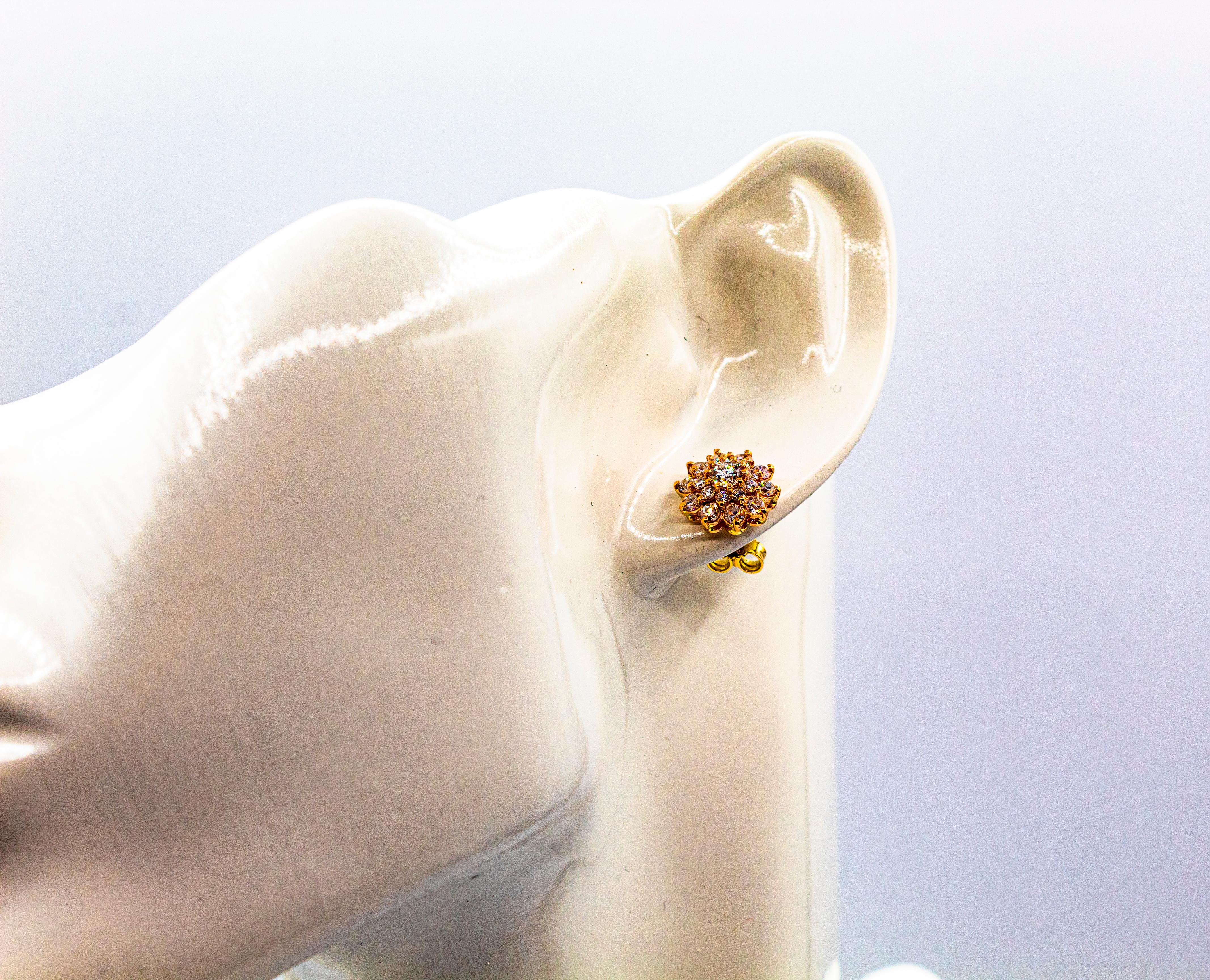 Gelbgold-Ohrstecker im Art-déco-Stil mit 1,64 Karat Diamanten im weißen Brillantschliff im Angebot 8