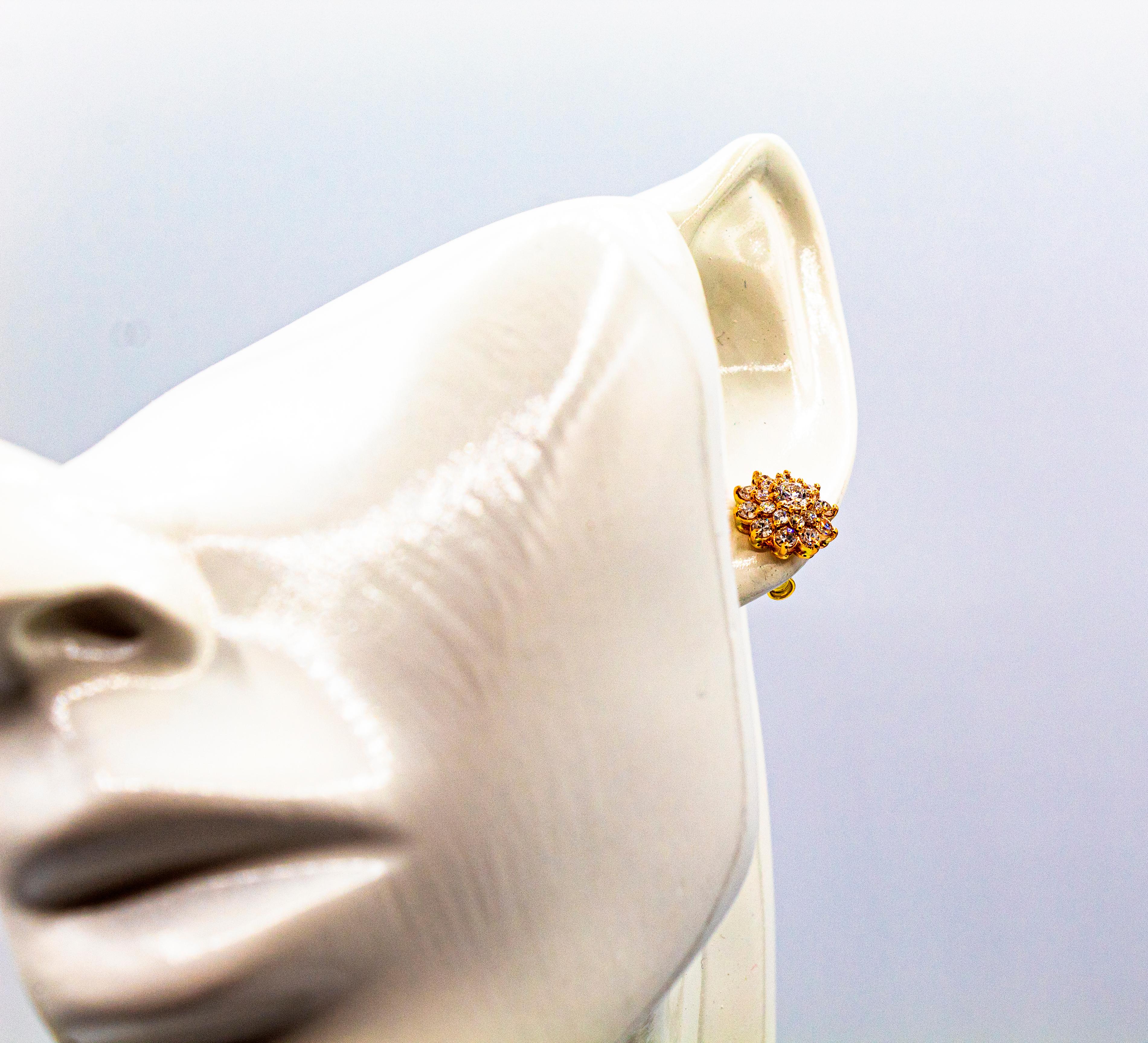 Gelbgold-Ohrstecker im Art-déco-Stil mit 1,64 Karat Diamanten im weißen Brillantschliff im Angebot 9