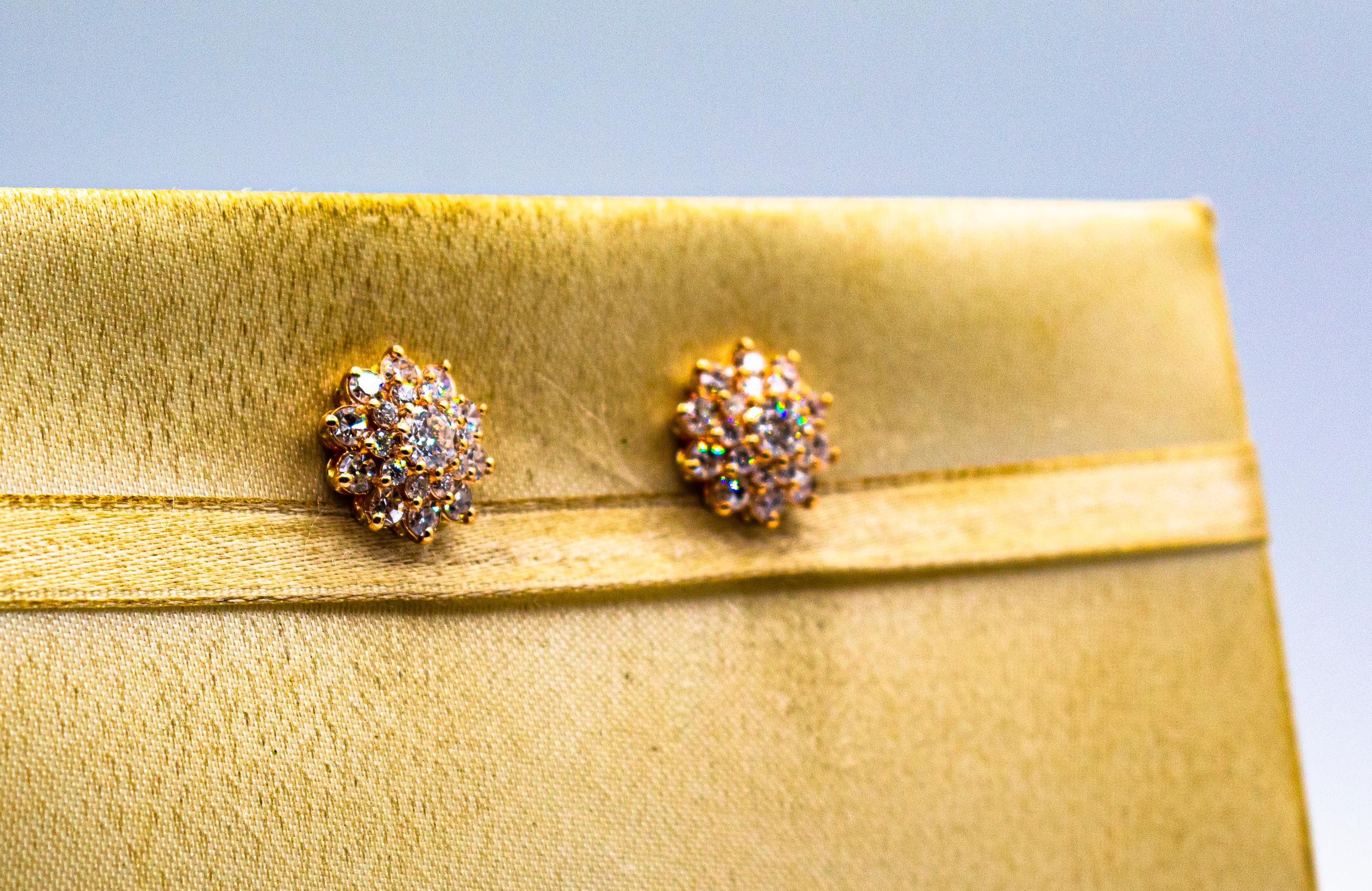 Gelbgold-Ohrstecker im Art-déco-Stil mit 1,64 Karat Diamanten im weißen Brillantschliff im Zustand „Neu“ im Angebot in Naples, IT