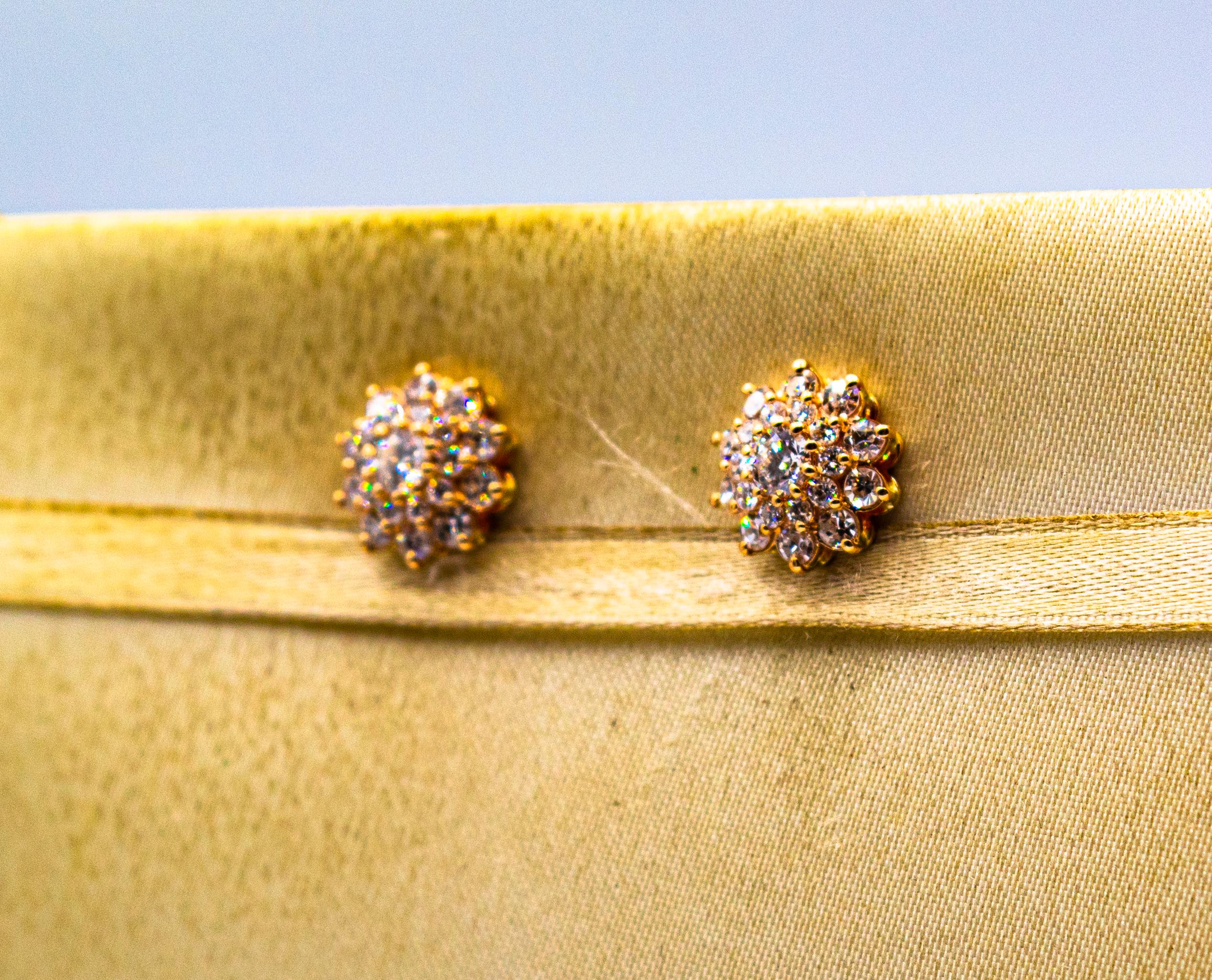 Gelbgold-Ohrstecker im Art-déco-Stil mit 1,64 Karat Diamanten im weißen Brillantschliff für Damen oder Herren im Angebot