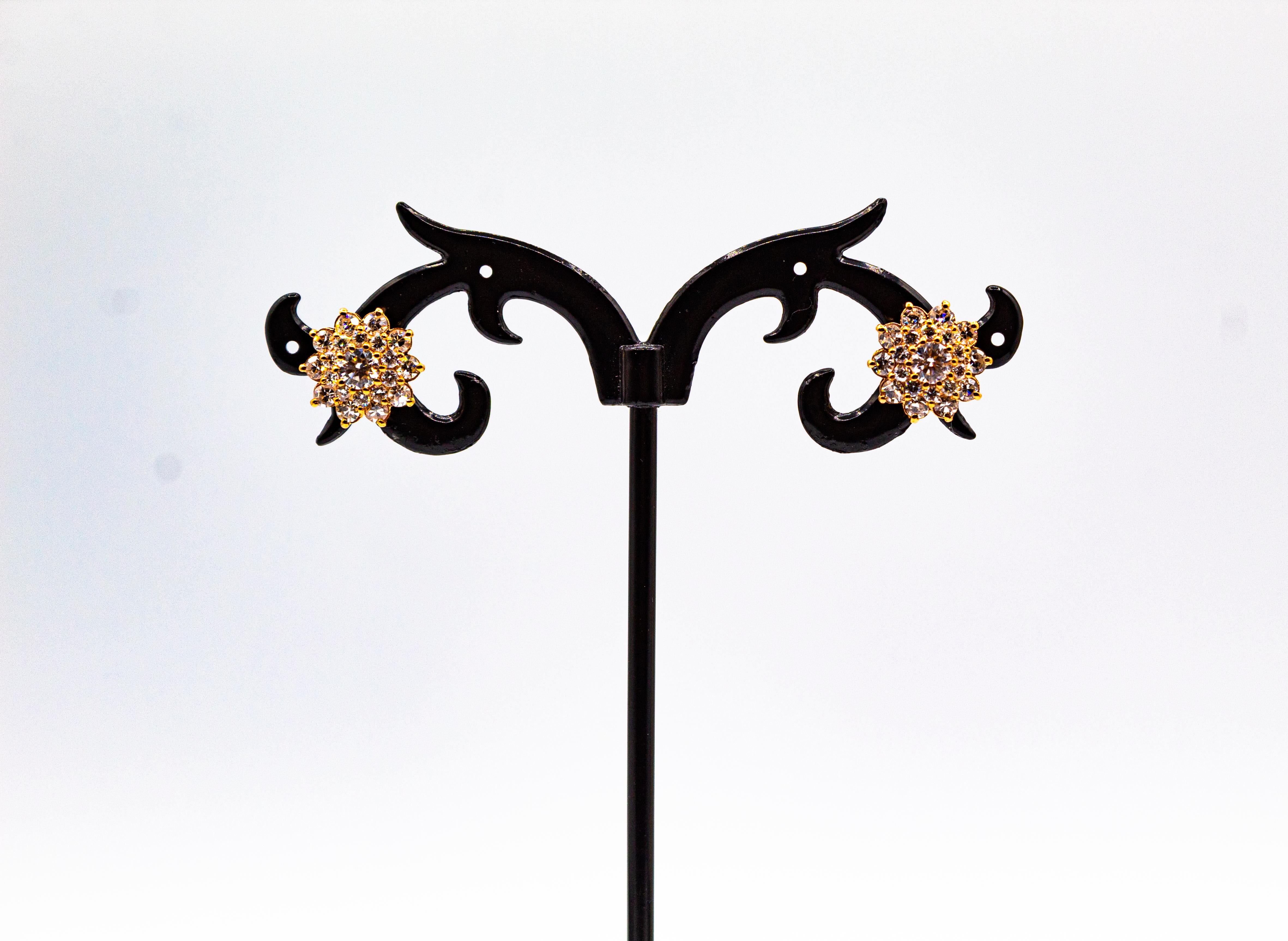 Gelbgold-Ohrstecker im Art-déco-Stil mit 1,64 Karat Diamanten im weißen Brillantschliff im Angebot 1