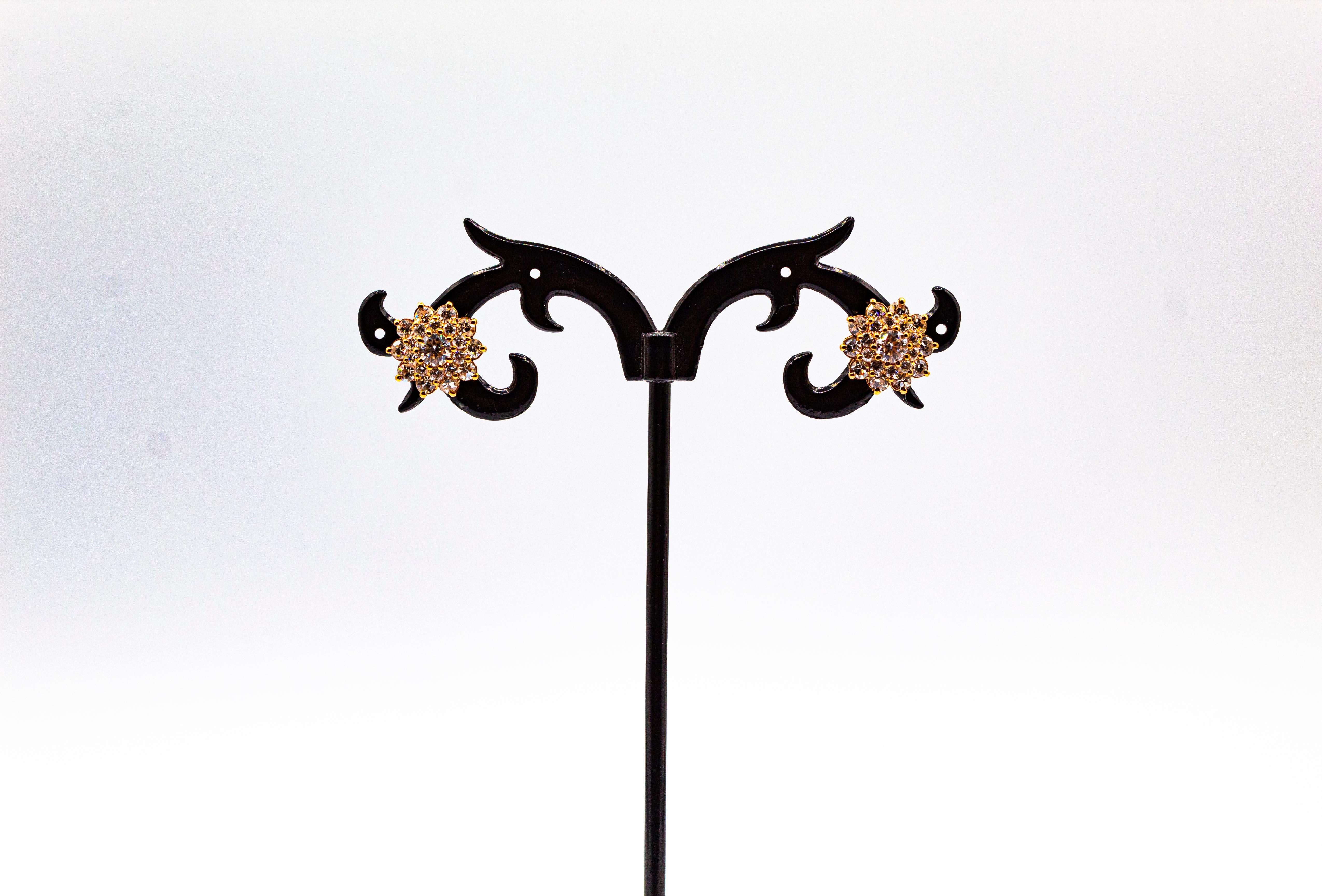Gelbgold-Ohrstecker im Art-déco-Stil mit 1,64 Karat Diamanten im weißen Brillantschliff im Angebot 2
