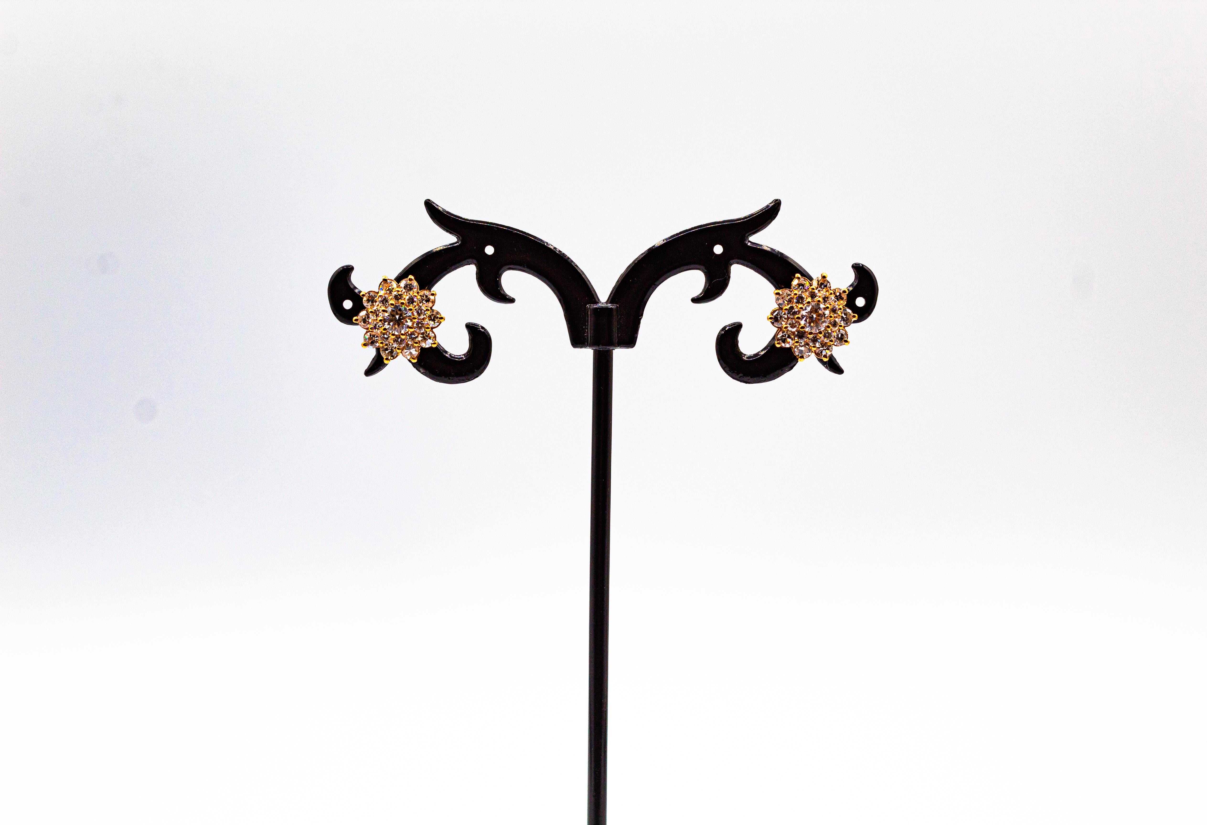 Gelbgold-Ohrstecker im Art-déco-Stil mit 1,64 Karat Diamanten im weißen Brillantschliff im Angebot 3