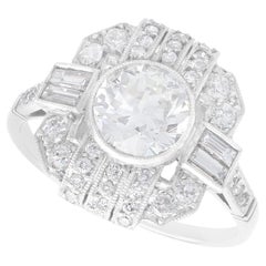 Art Deco Style 1.78 Carat Diamond and Platinum Cocktail Ring