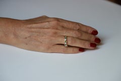 Rossella Ugolini Art Deco Style 18K Gold Emerald White Diamond Band Unisex  Ring