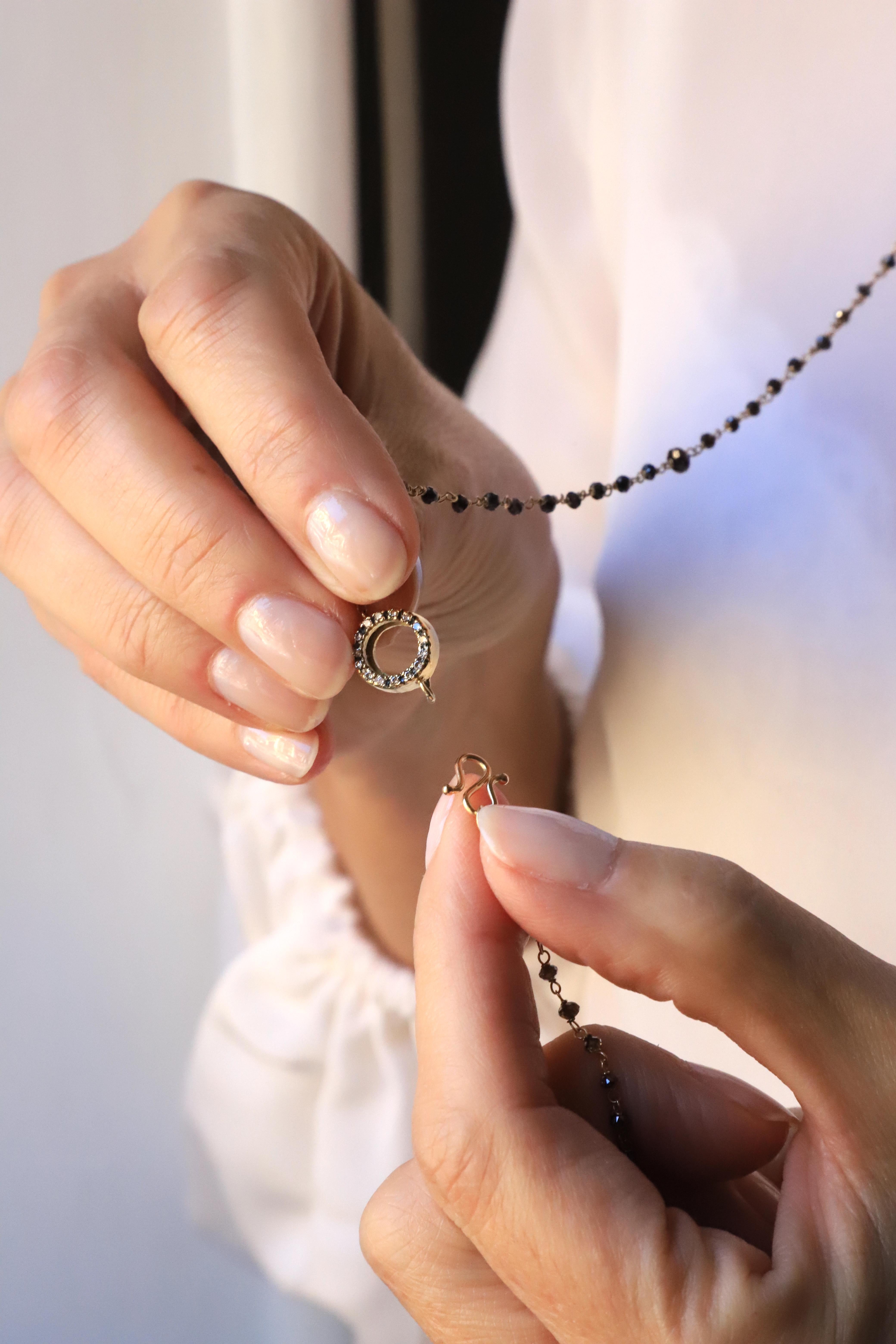 Women's Art Deco Style 18 Karat Gold 40.9 Carat Brown Diamonds Beaded Sautoir Necklace For Sale