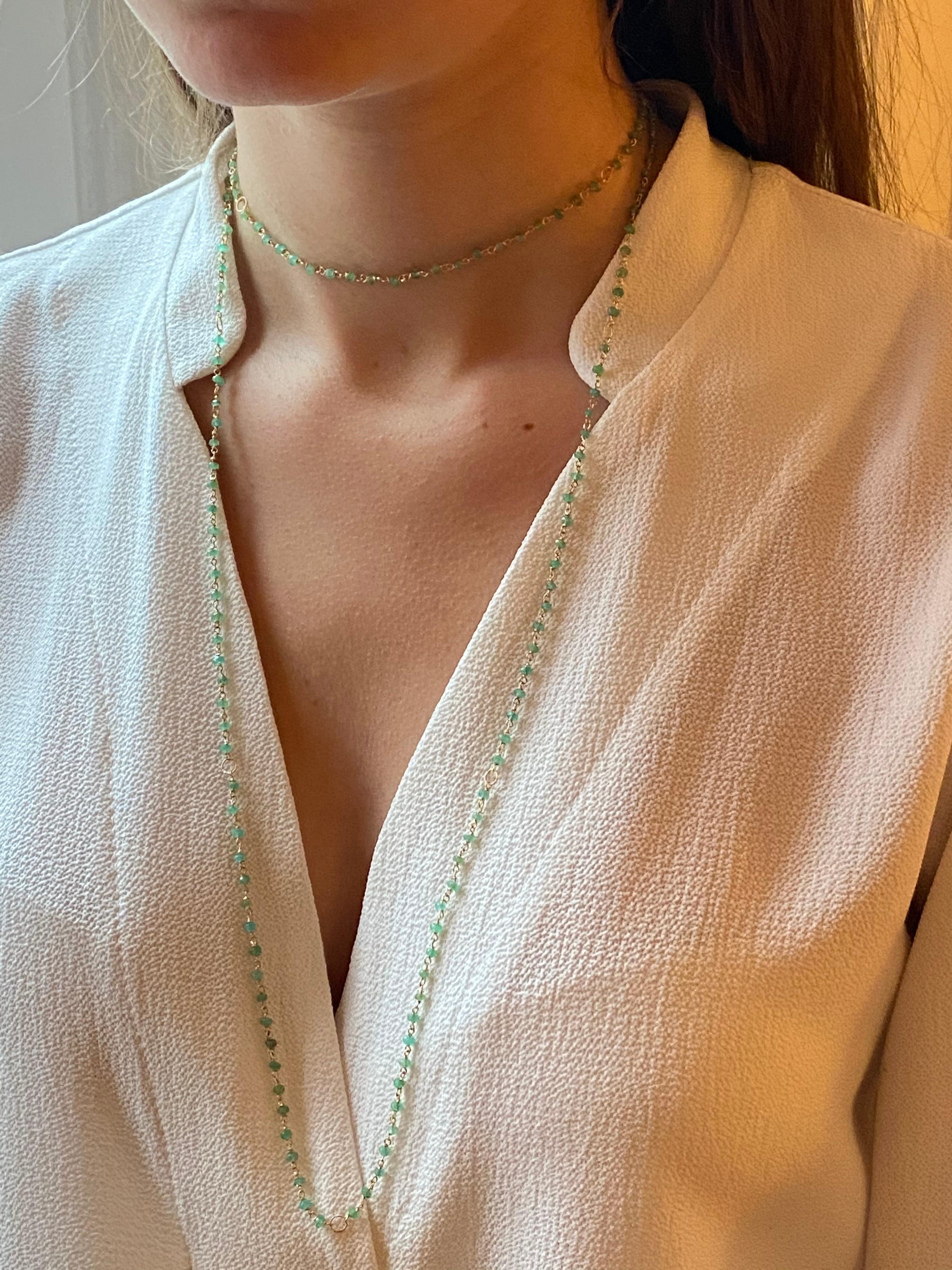 Rossella Ugolini Art Deco Style 45-Karat Emerald Sautoir Beaded Chain Necklace  For Sale 10