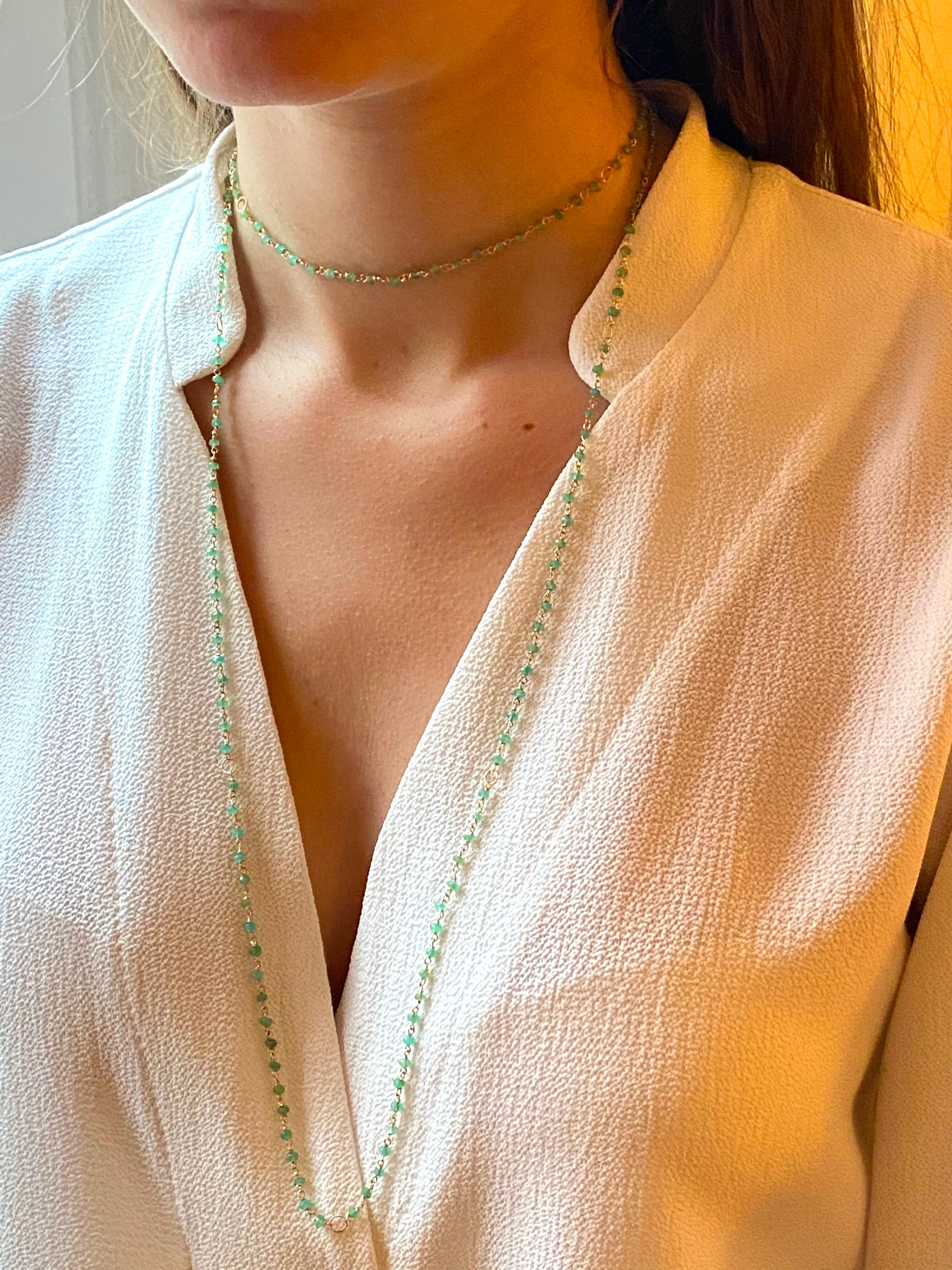 Rossella Ugolini Art Deco Style 45-Karat Emerald Sautoir Beaded Chain Necklace  For Sale 11