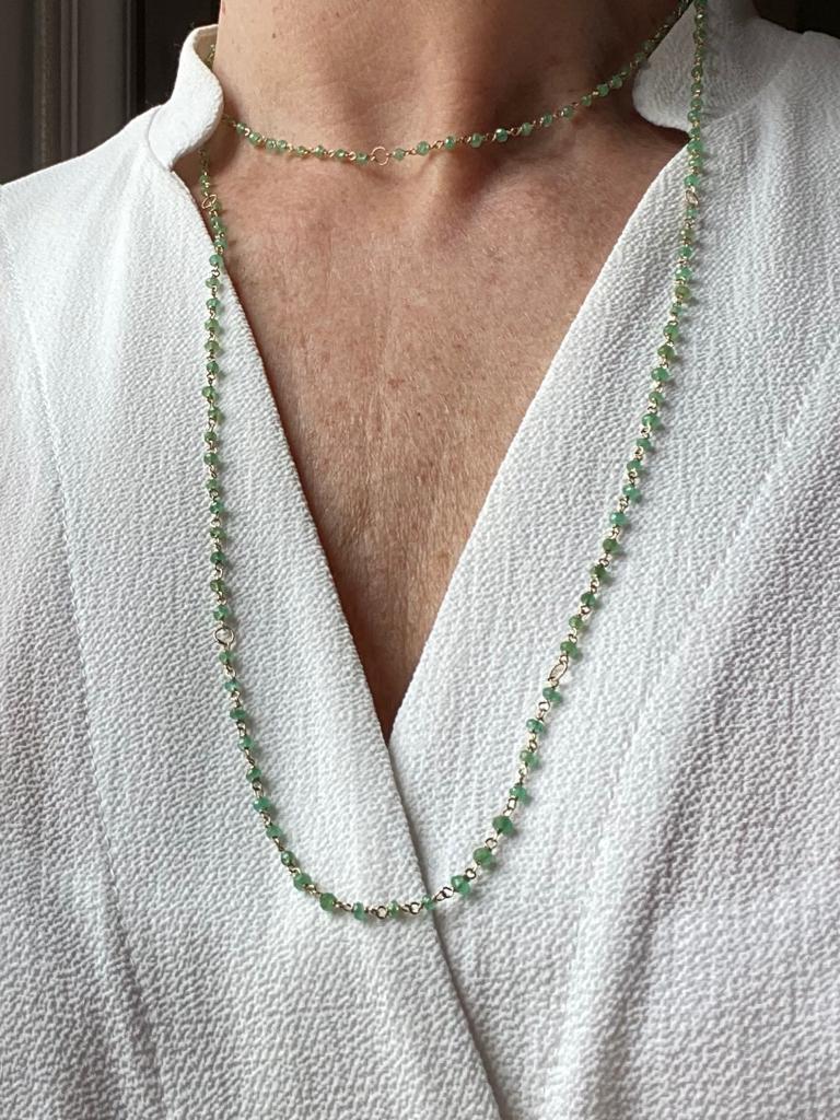 Rossella Ugolini Art Deco Style 45 Karat Emerald Sautoir Twisted Chain Necklace  For Sale 2