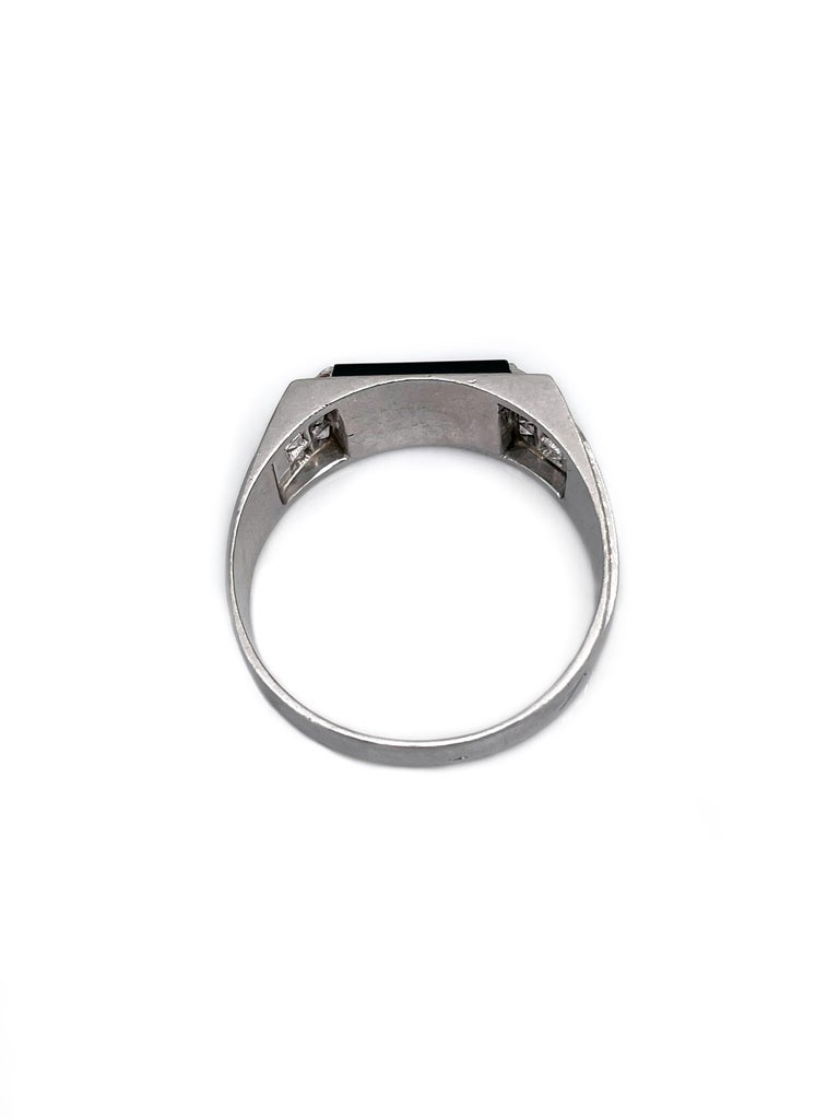 Art Deco Style 18 Karat Gold Black Onyx Diamond Ring For Sale at 1stDibs