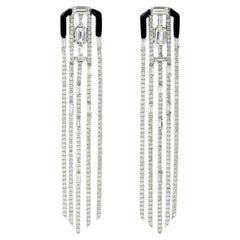 Meghna Jewels Art Deco Style 14 Karat Gold Chain Drop Diamond Earrings
