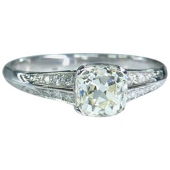 Art Deco Style 18 Karat White Gold and Diamond Solitaire Ring