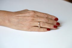 Art Deco Style 18 Karat Yellow Gold 0.08 Karat White Diamond Amethyst Band Ring