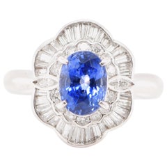 Art Deco Style 1.83 Carat Sapphire and Diamond Ballerina Ring Set in Platinum