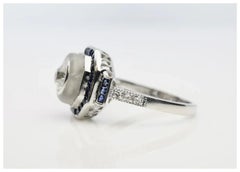 Art Deco Style 1.88 CTW Diamond, Sapphire, & Rock Crystal Engagement Ring