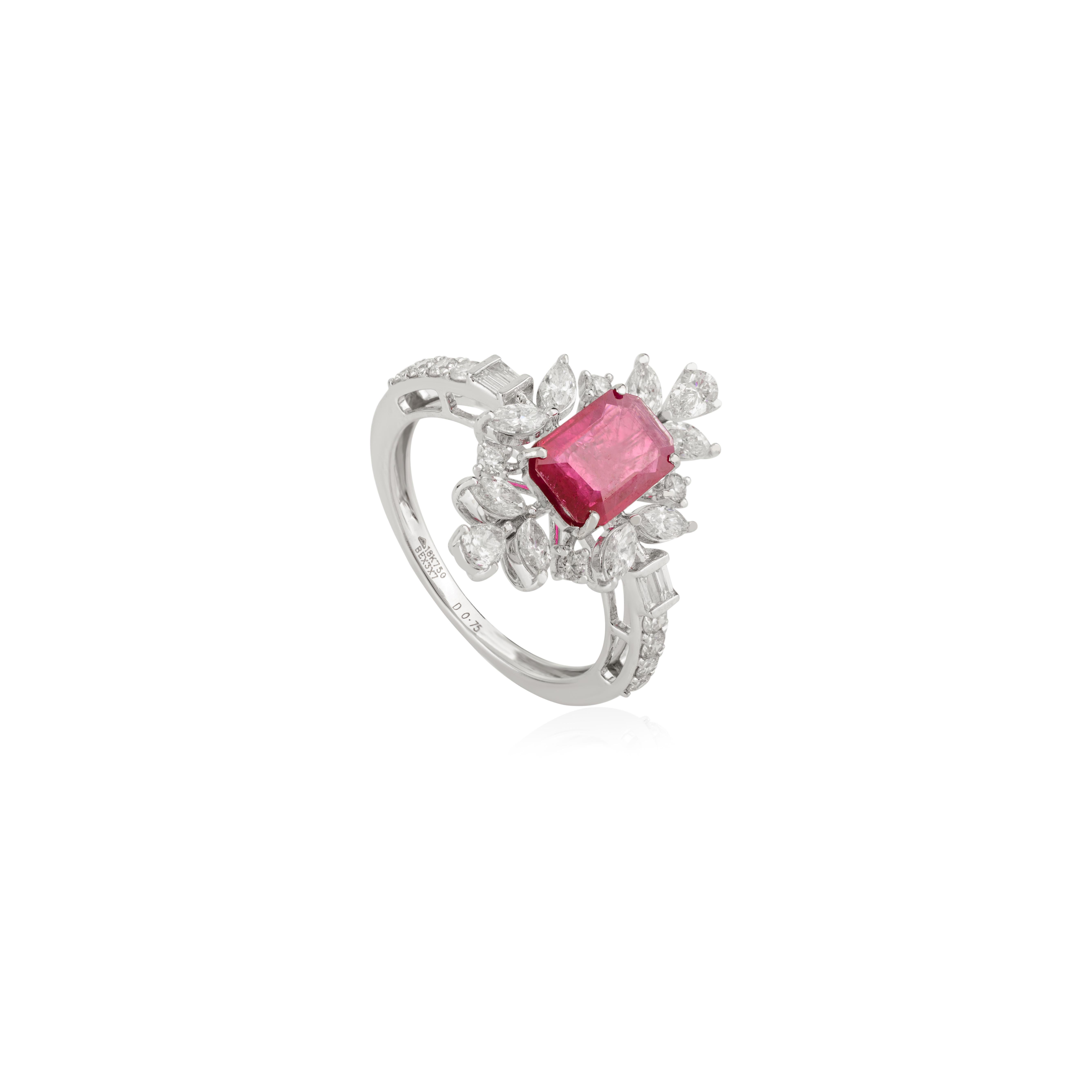in vendita:  Anello da cocktail regale in oro 18 carati in stile Art Deco con rubino da 1,08 carati e diamanti a grappolo 3