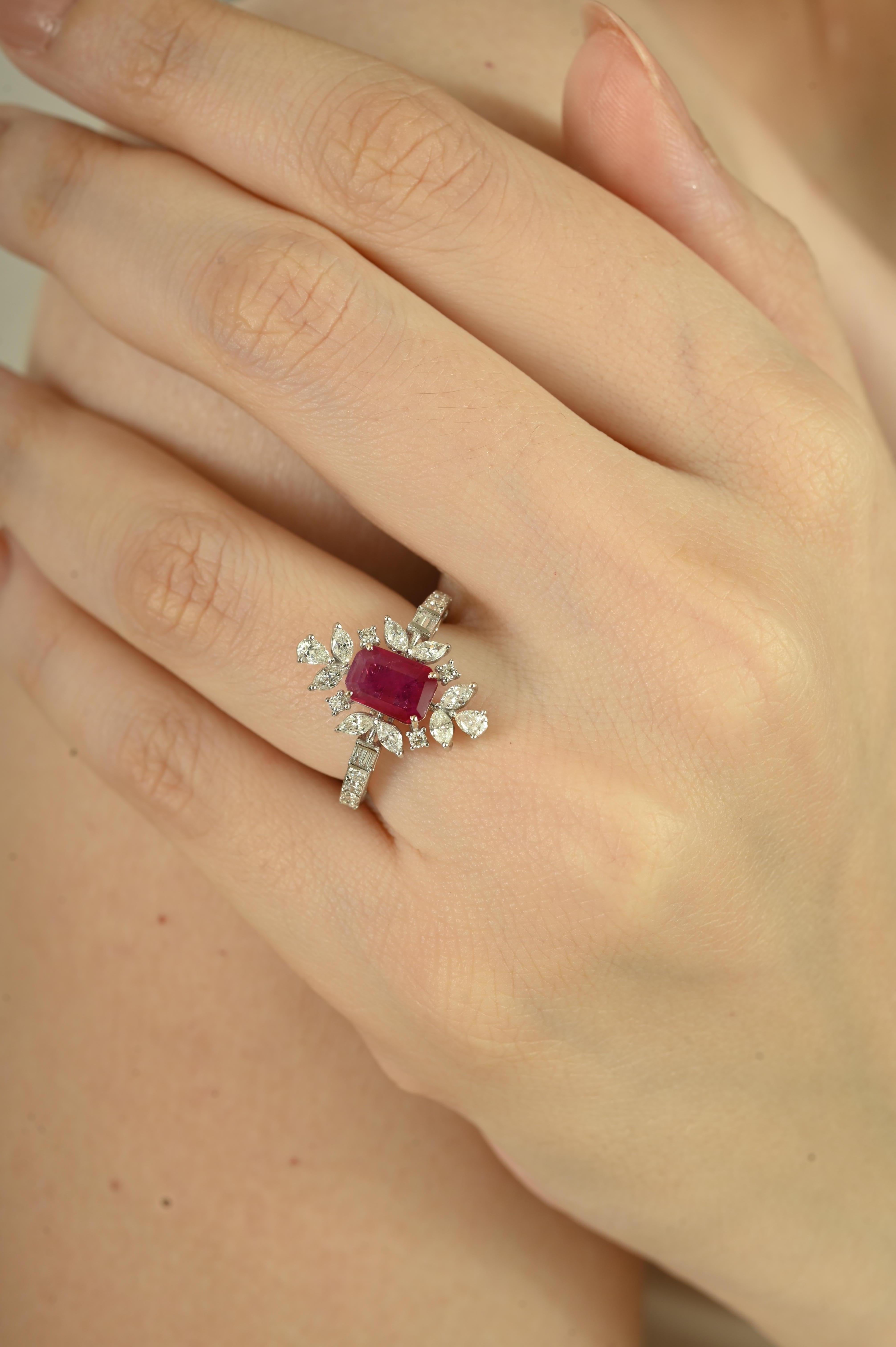 in vendita:  Anello da cocktail regale in oro 18 carati in stile Art Deco con rubino da 1,08 carati e diamanti a grappolo 6