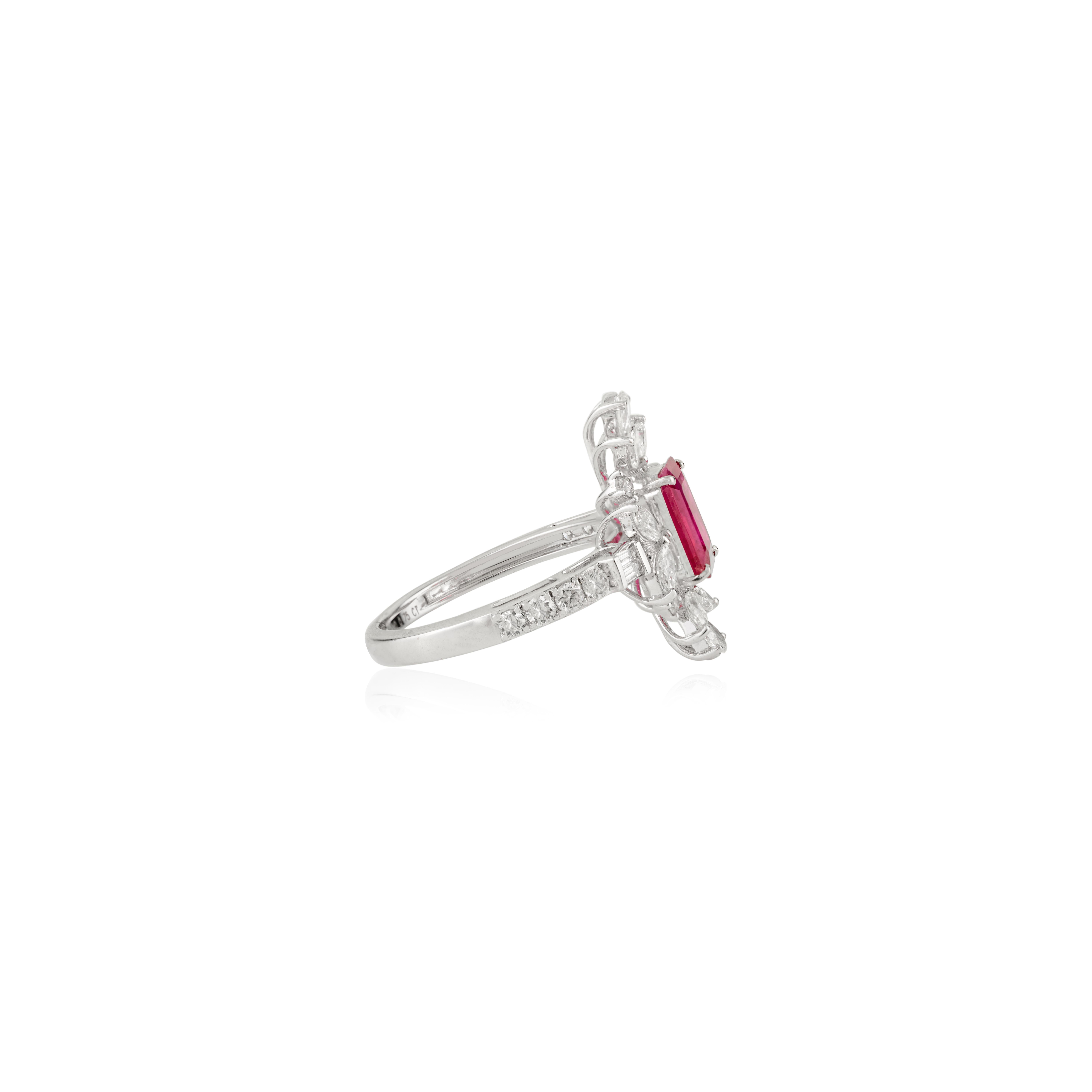 in vendita:  Anello da cocktail regale in oro 18 carati in stile Art Deco con rubino da 1,08 carati e diamanti a grappolo 7