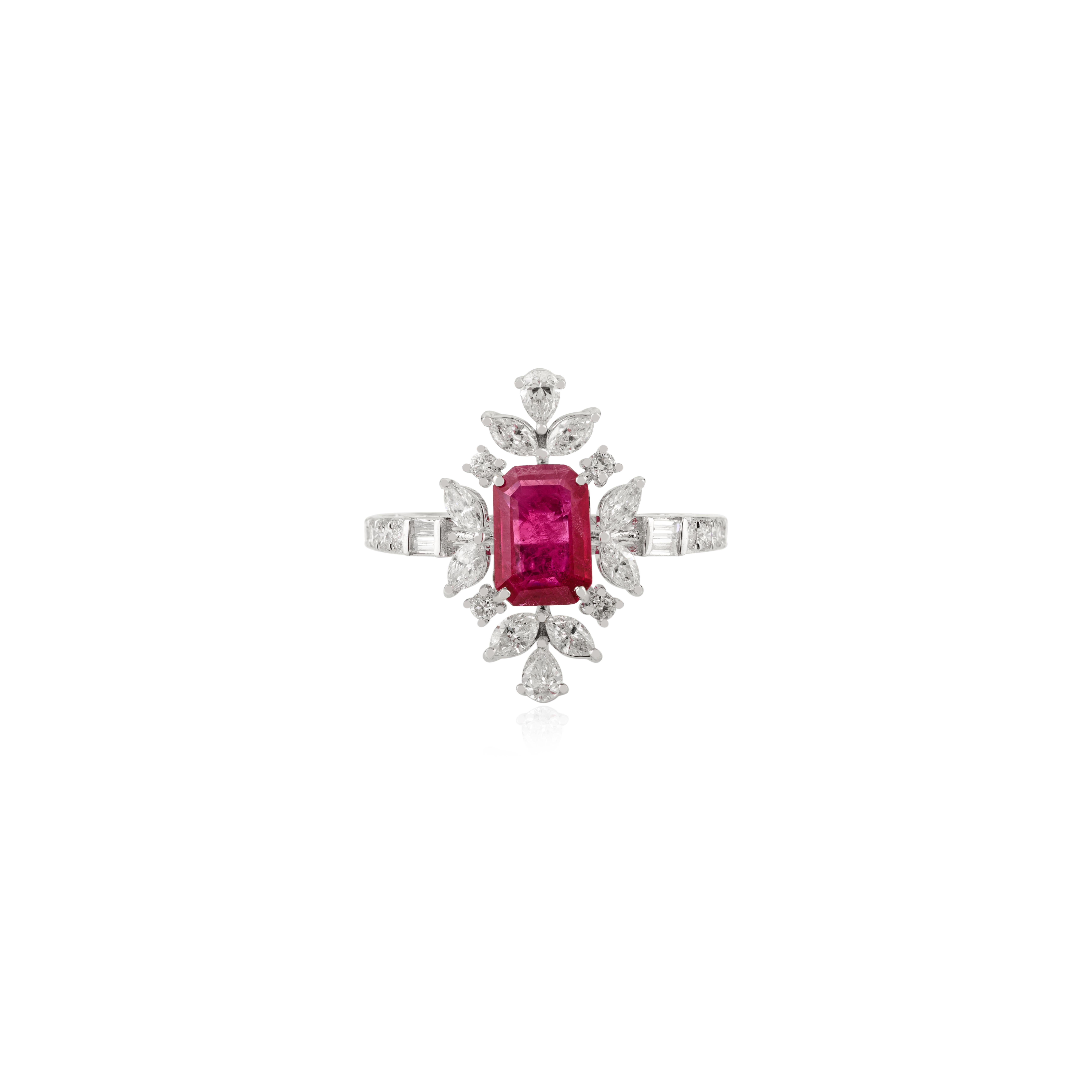 in vendita:  Anello da cocktail regale in oro 18 carati in stile Art Deco con rubino da 1,08 carati e diamanti a grappolo 9