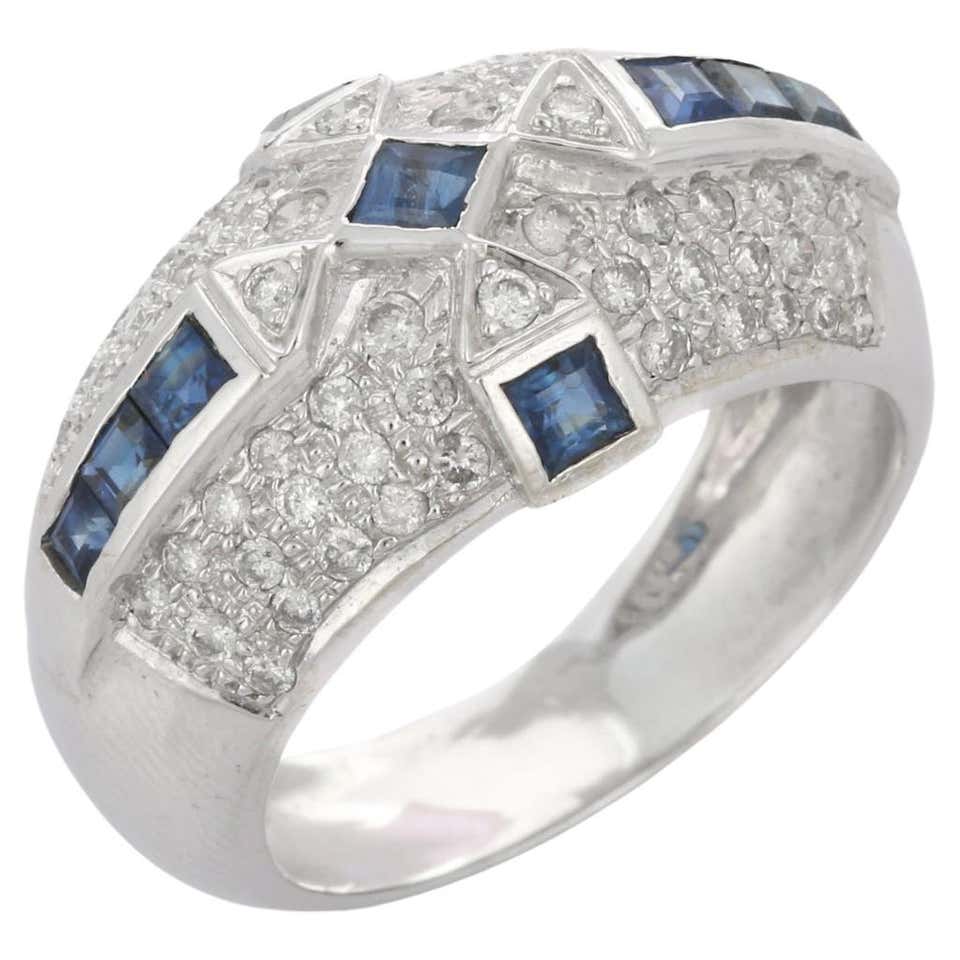 18K Hand Carved Art Deco Men's Ring 2 Carat White Sapphire Old Euro ...