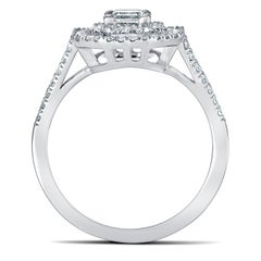 GIA Certified FVS 0.60Ct Emerald Cut Diamond Ring 18K White Gold 0.43Ct Diamonds