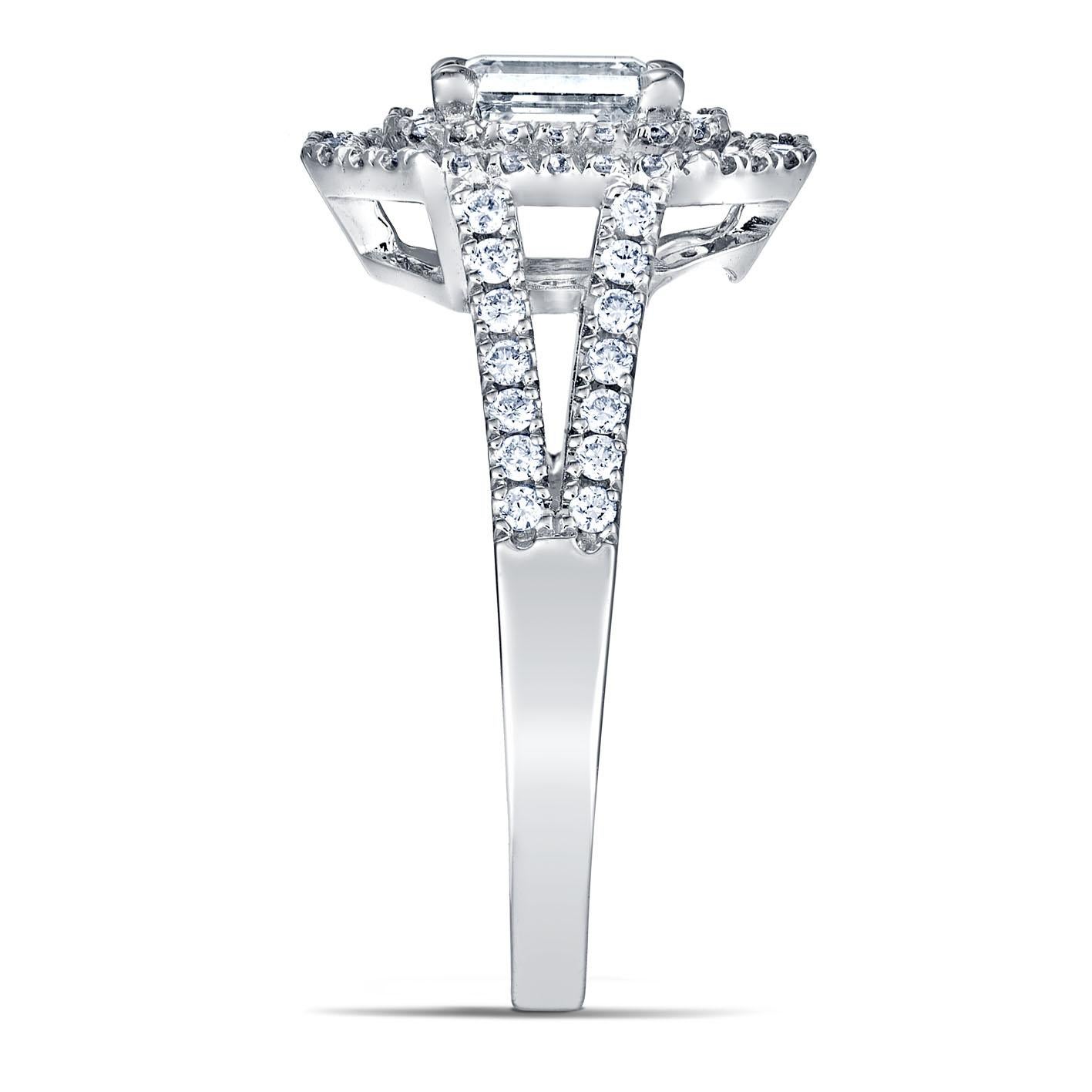 For Sale:  Art Deco Style 18k White Gold 0.60 Ct Emerald Cut Diamond Ring GIA Certified 3