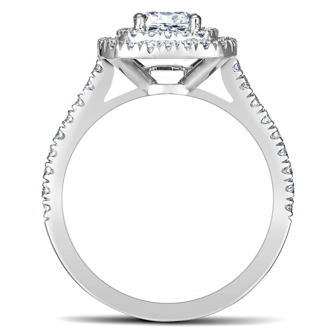 For Sale:  Art Deco Style 18k White Gold 0.70 Ct Diamond Ring GIA Certified with 0.55 Cts 2