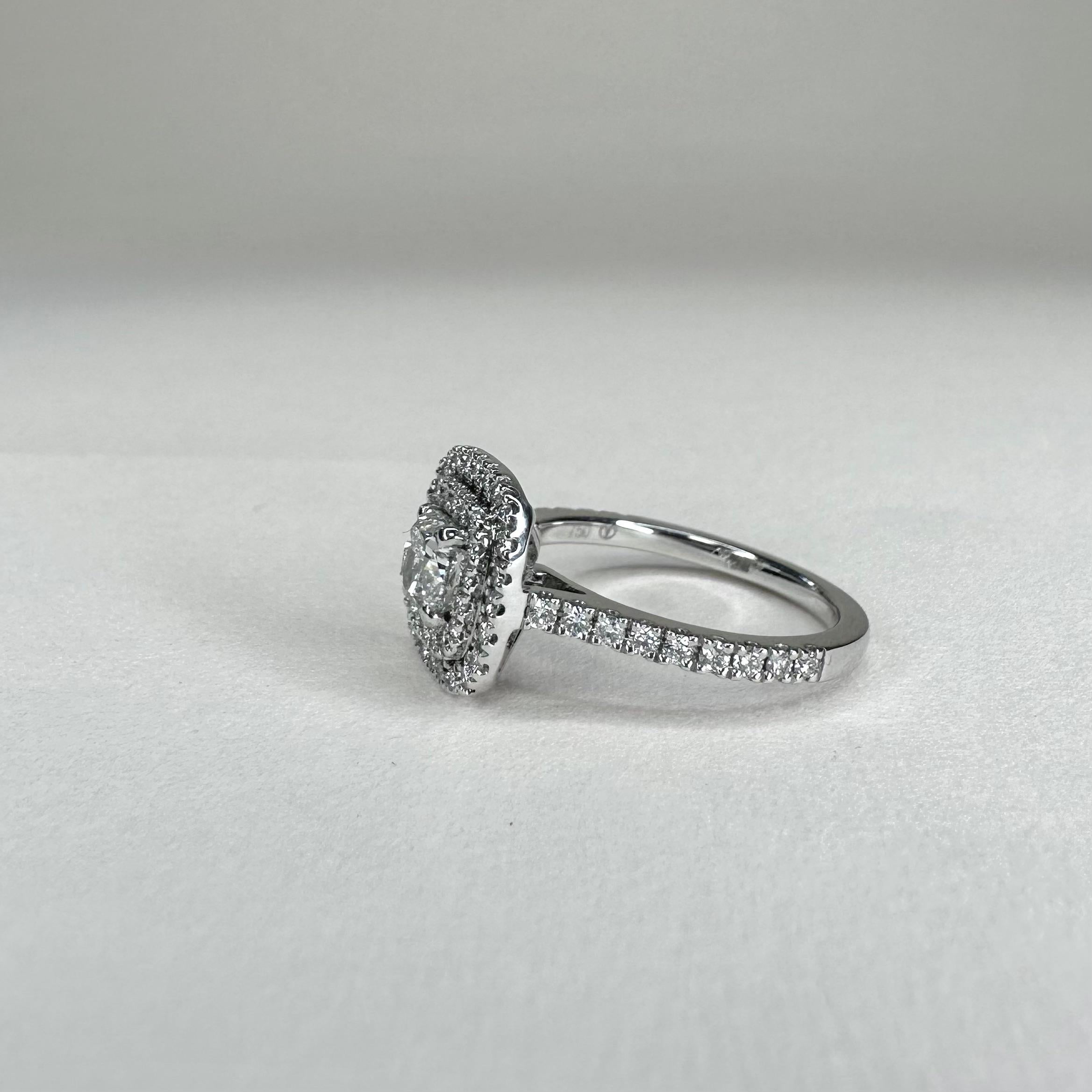 For Sale:  Art Deco Style 18k White Gold 0.70 Ct Diamond Ring GIA Certified with 0.55 Cts 6