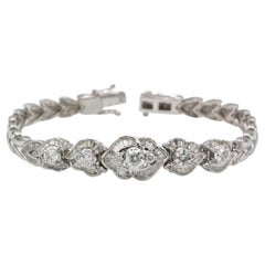 Art Déco style 18K White Gold Diamond Baguette & Round Diamond Bracelet