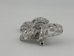 Art Deco Style 18k White Gold Diamond Bow Brooch