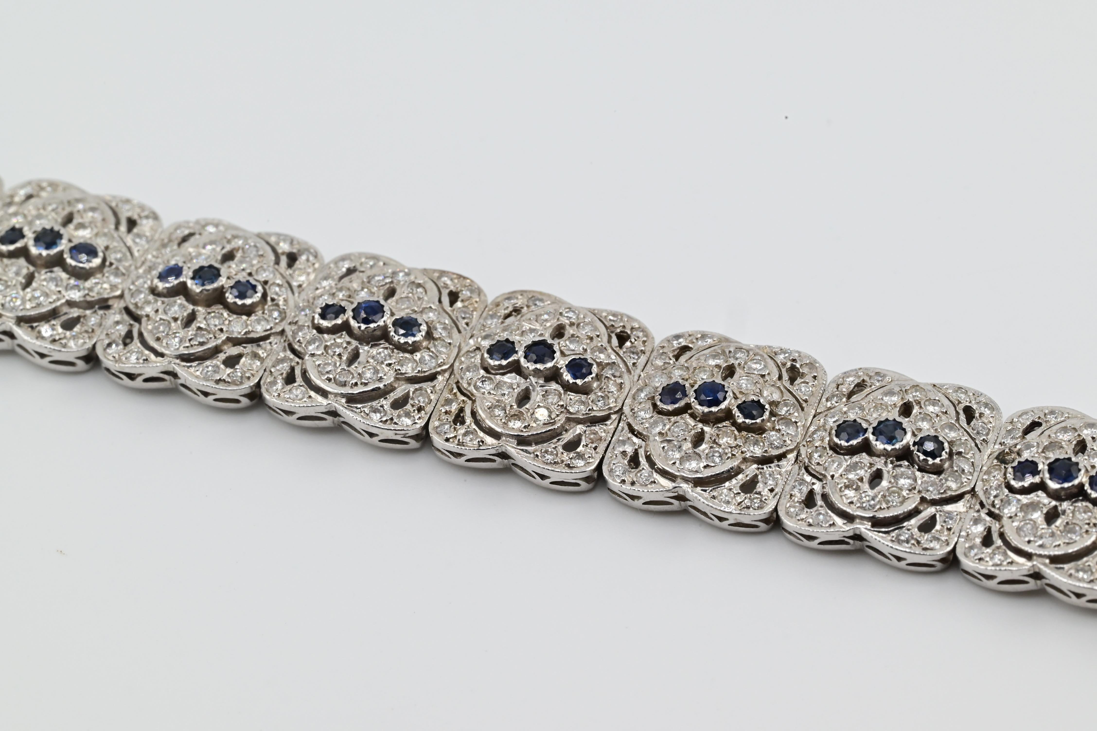 Bracelet en or blanc 18 carats de style Art déco avec diamants de 4,92 carats, 28,65 grammes en vente 2