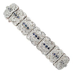 Antique Art Deco Style 18K White Gold Diamond Bracelet 4.92 Carats 28.65 Grams