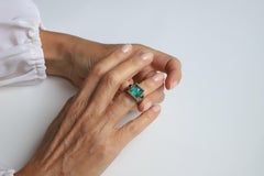 Rossella Ugolini 18k Gold Diamonds Green Agate Tourmaline Art Deco Style Ring