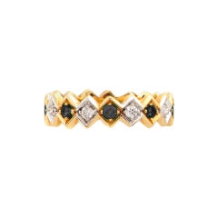 0.30 Carats Black and White Diamonds 18K Yellow Gold Art Deco Style Unisex Ring