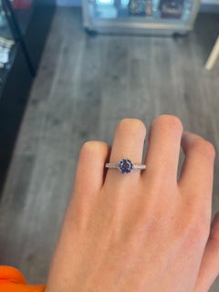 Art Deco Style 1.91ctt Ceylon Sapphire & Diamond Ring 18 Karat White Gold