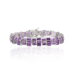 Art Deco Style 19.45 CTW Amethyst Sterling Siler Elegant Bracelet Gift for Her